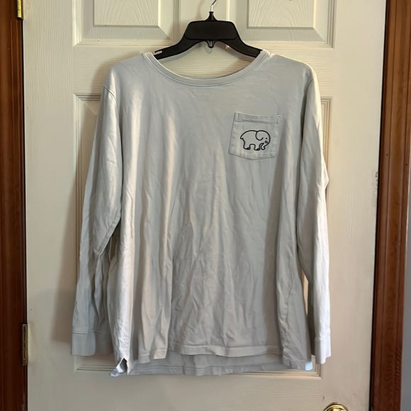 ivory ella Tops - Ivory Ella, long sleeve T, elephant with Soccer on the back. Baby blue, large.